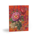 Floral design on a colorful card with a white border