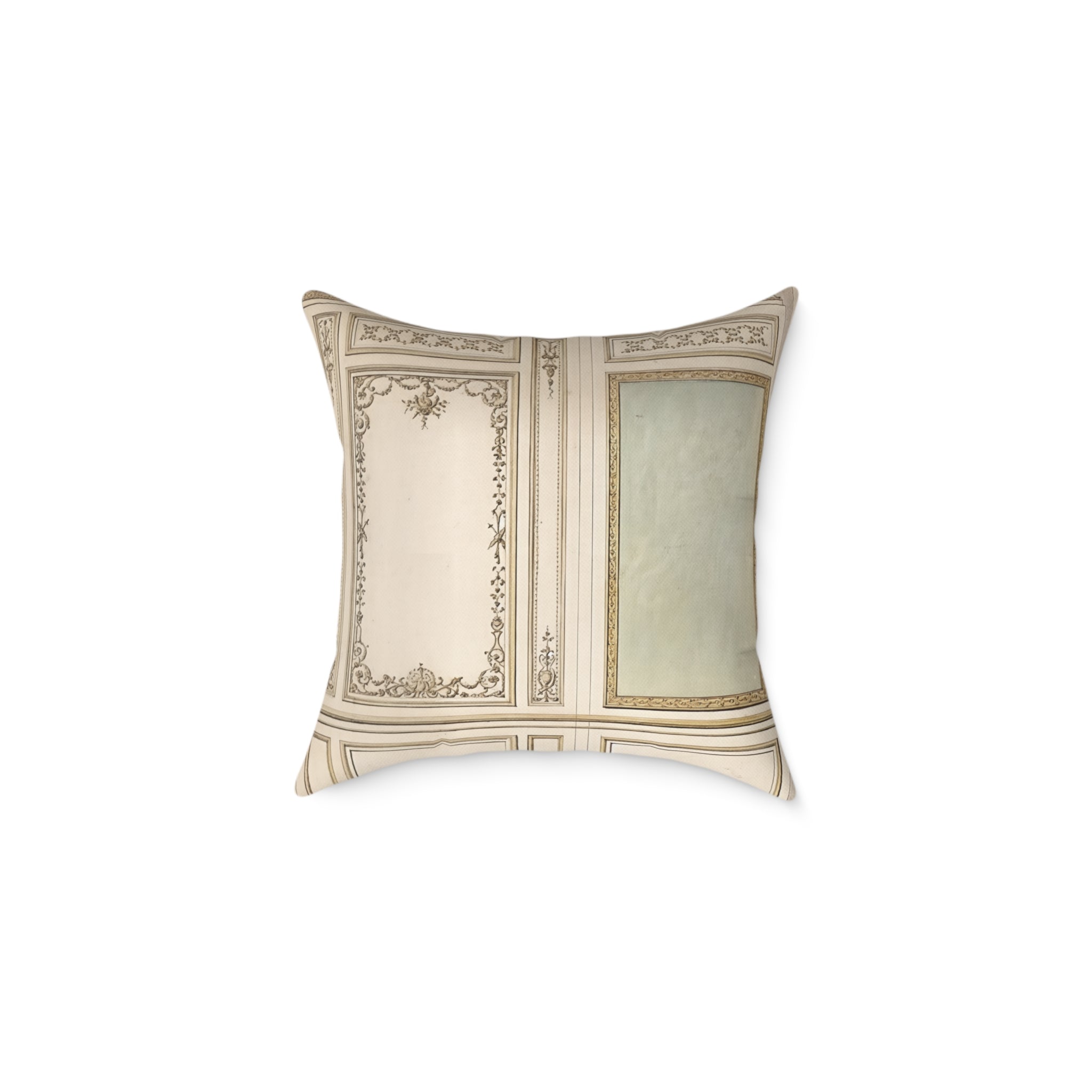 Vintage Ornate Panel Square Pillow — Classical Decorative Throw Cushion