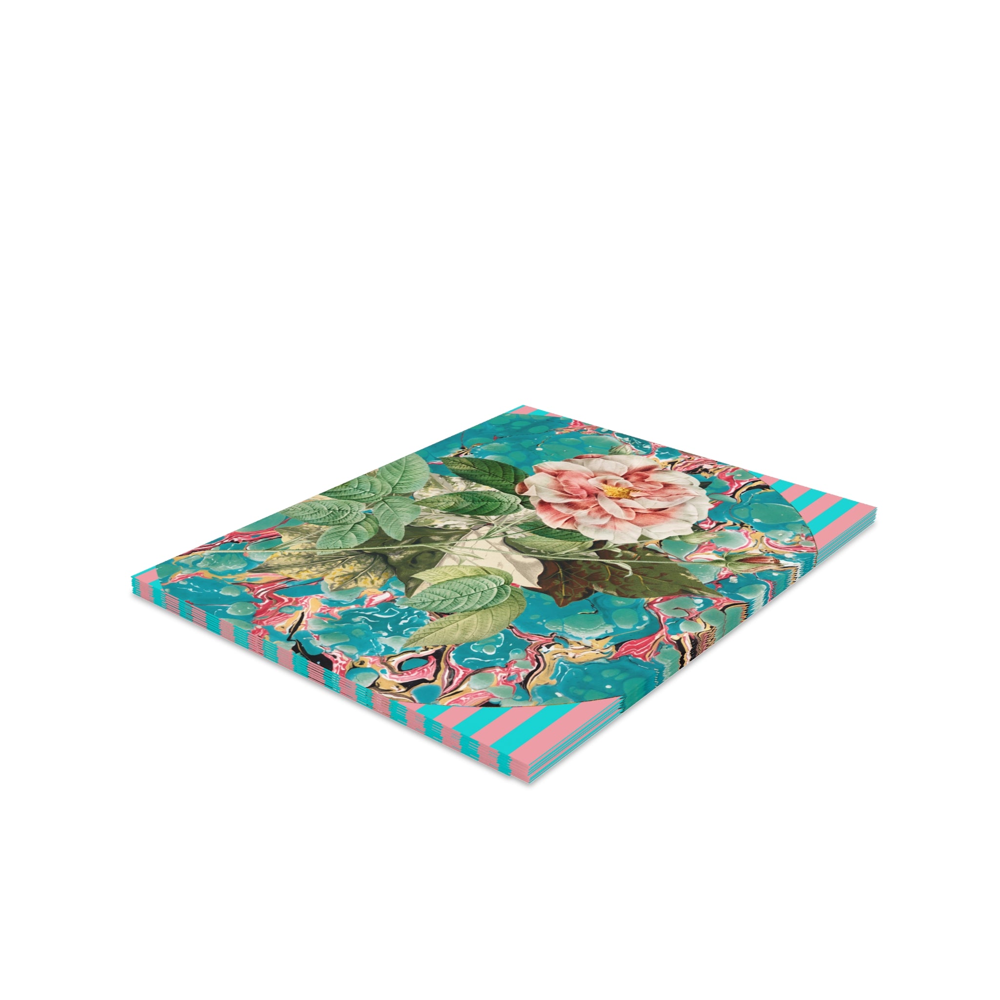 Floral design notebook on a white background