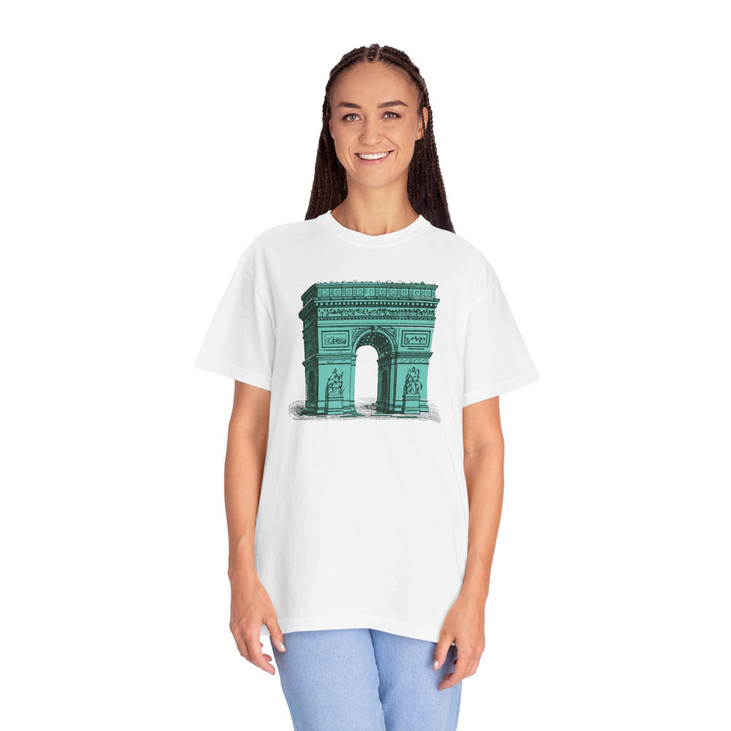 Green Arc de Triomphe Unisex Garment-Dyed T-shirt