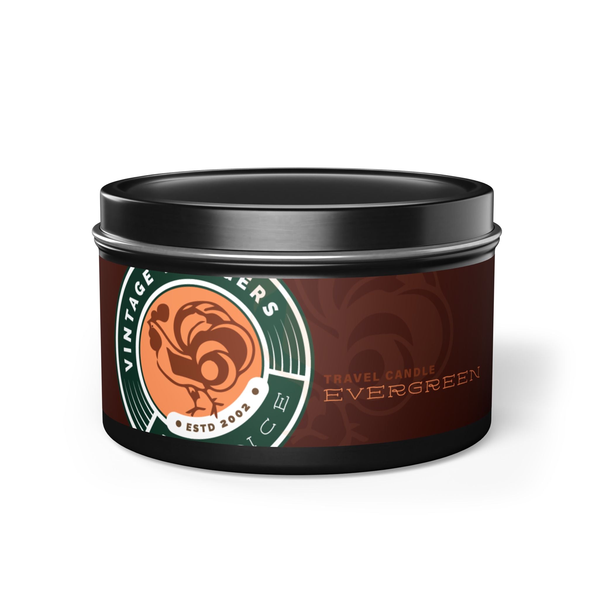 Evergreen Vintage Tin Candle – Woodsy Scented Travel Candle
