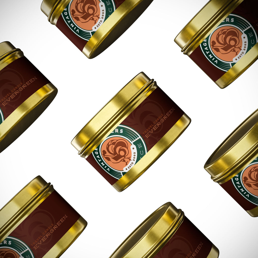 Evergreen Vintage Tin Candle – Woodsy Scented Travel Candle