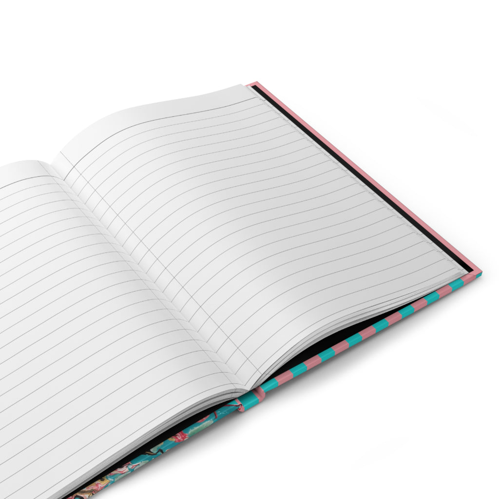 Les Fleurs Aqua Hardcover Journal — Vintage Rose Notebook