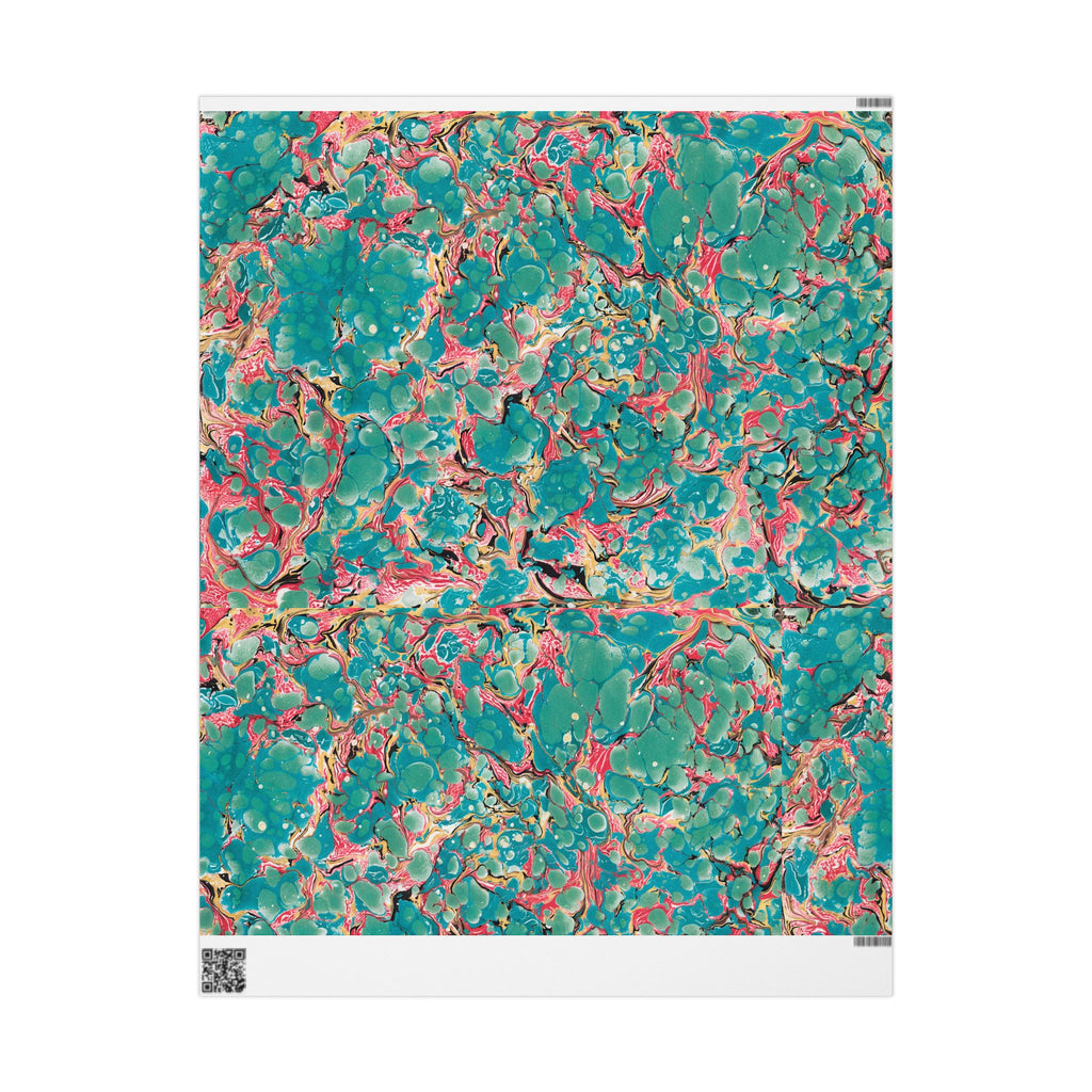 Les Fleur Aqua Marbled Paper Roll — Vibrant Abstract Gift Wrap for Birthdays & Celebrations