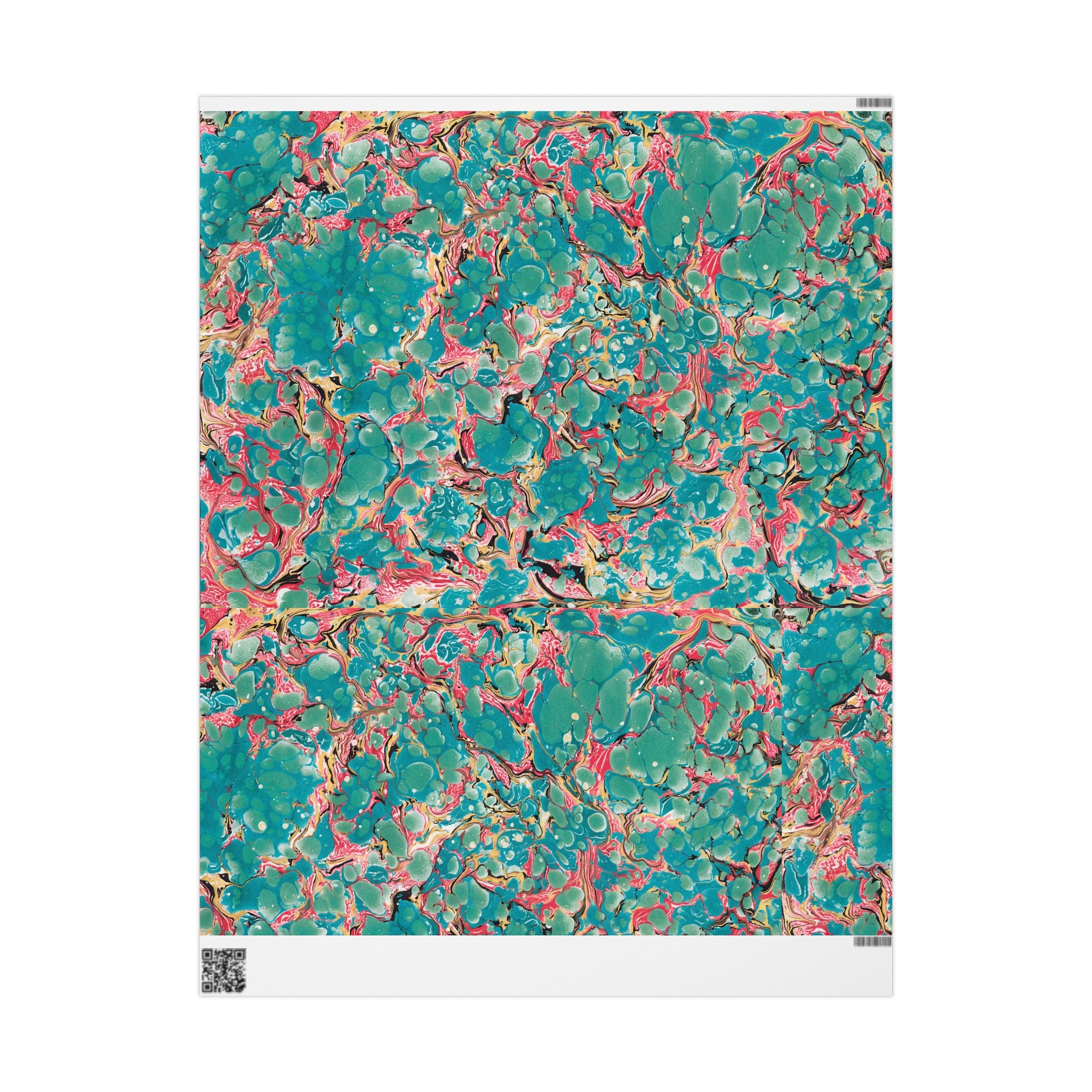 Les Fleur Aqua Marbled Paper Roll — Vibrant Abstract Gift Wrap for Birthdays & Celebrations