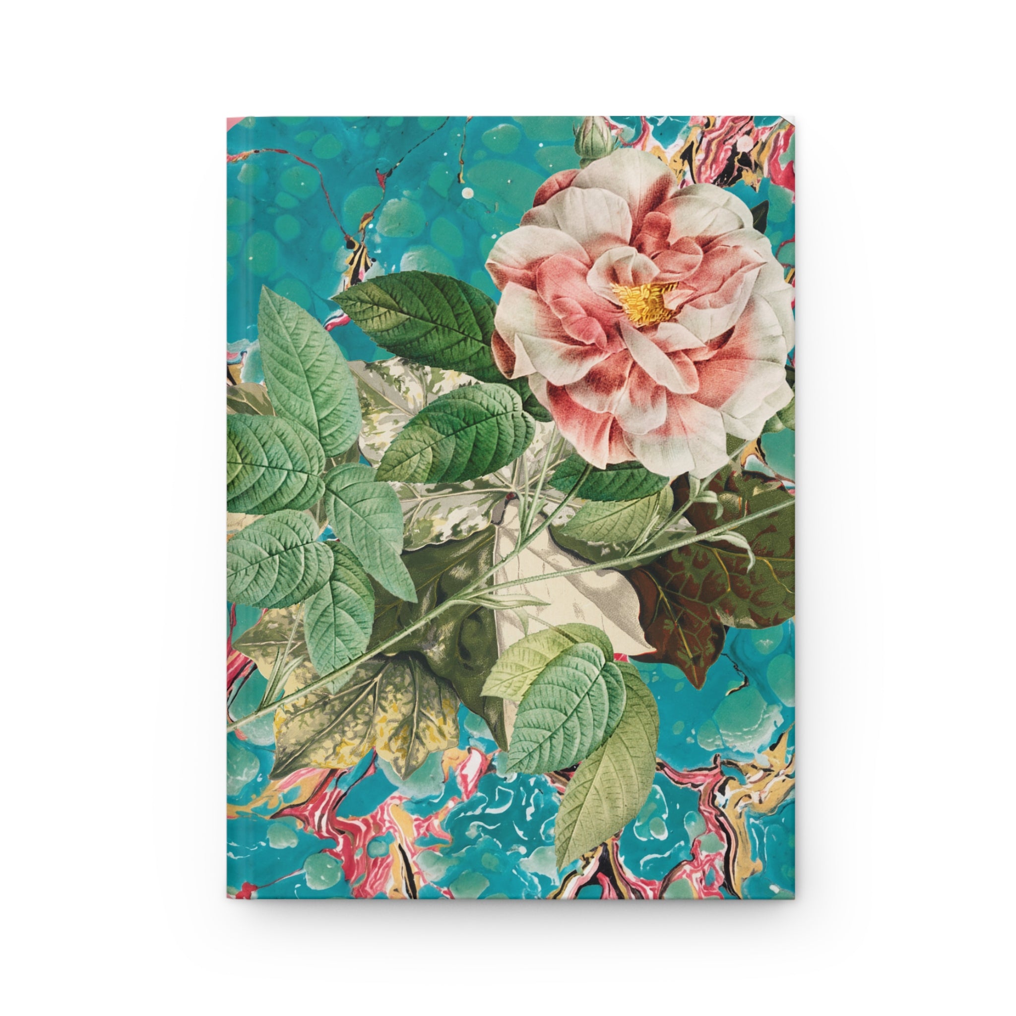 Les Fleurs Aqua Hardcover Journal — Vintage Rose Notebook