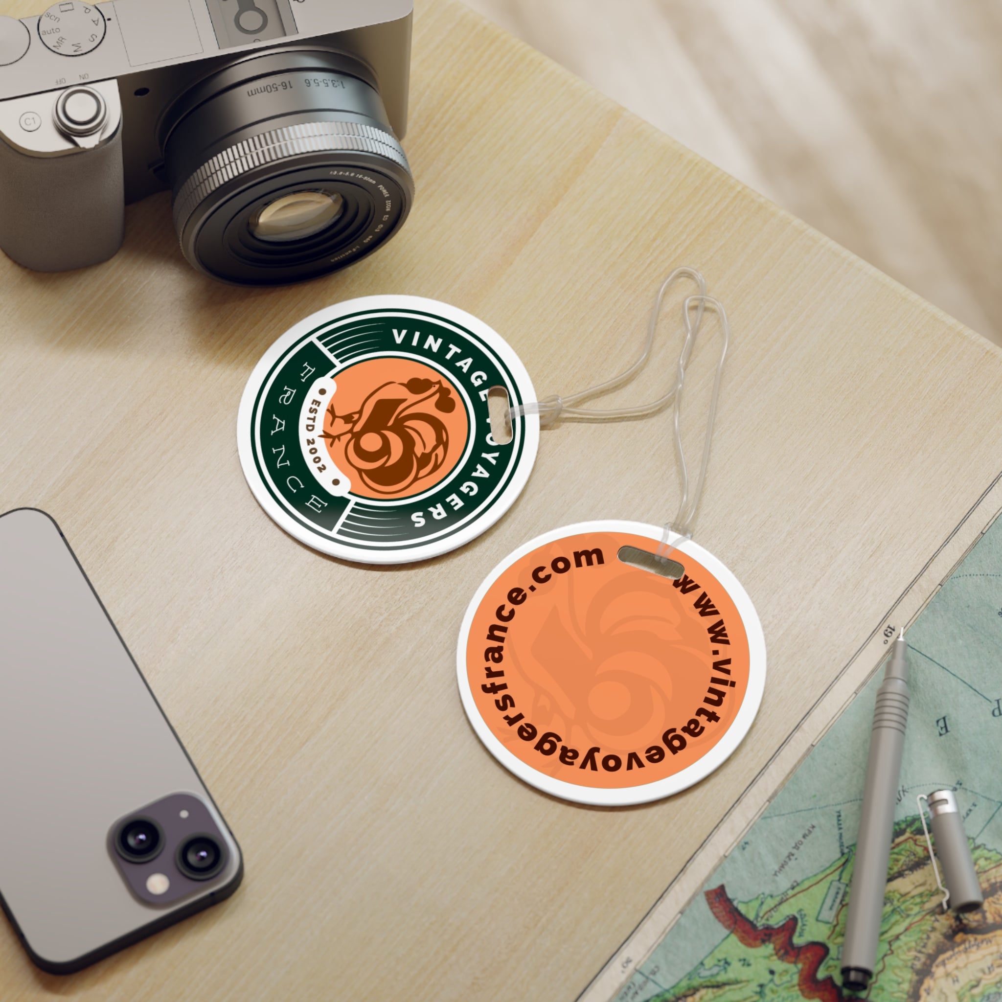 Vintage Voyagers France Luggage Tag – Brown Travel ID