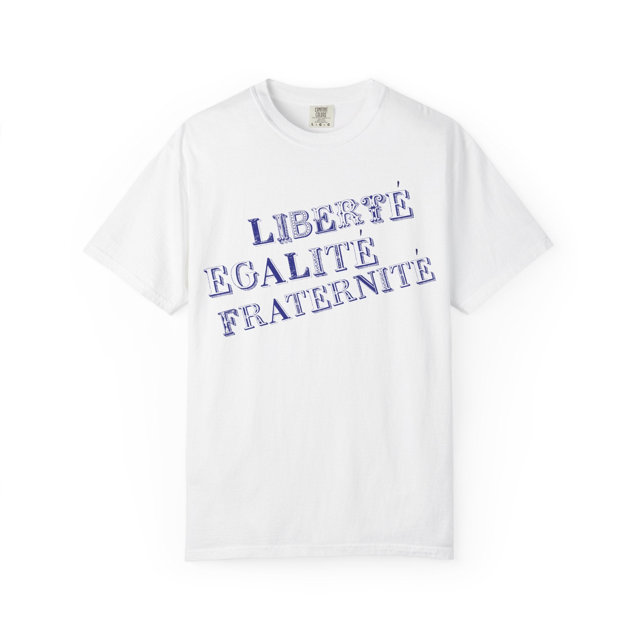 Liberté Égalité Fraternité T-Shirt —Blue Vintage French Graphic Tee