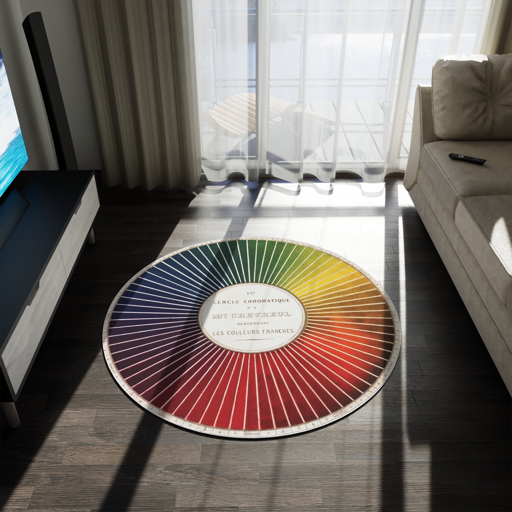 Vintage Chromatique Wheel Round Rug — Color Spectrum Decorative Floor Mat