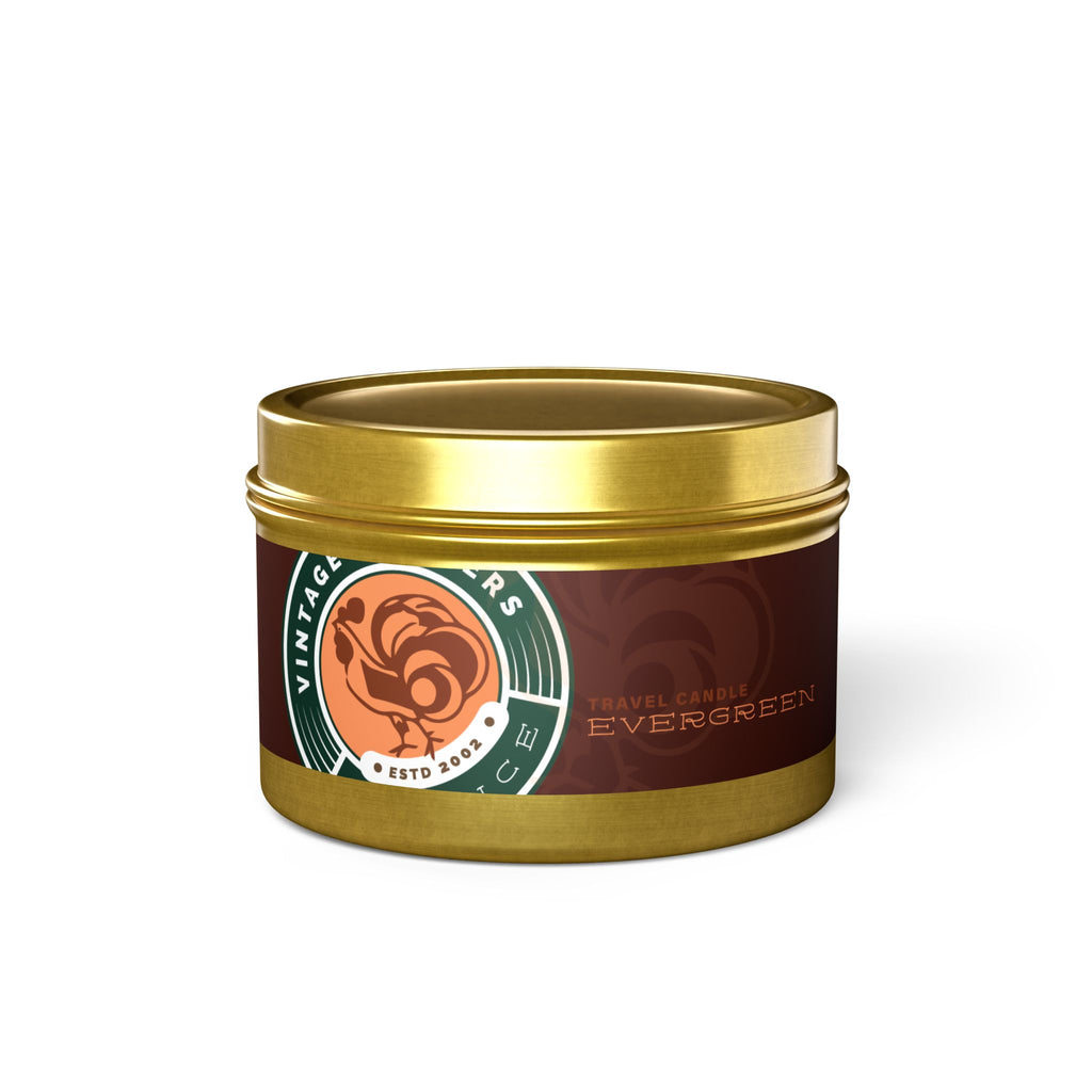 Evergreen Vintage Tin Candle – Woodsy Scented Travel Candle