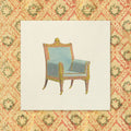 Les Meubles Bergère paper napkin printed with a vintage French bergère armchair illustration