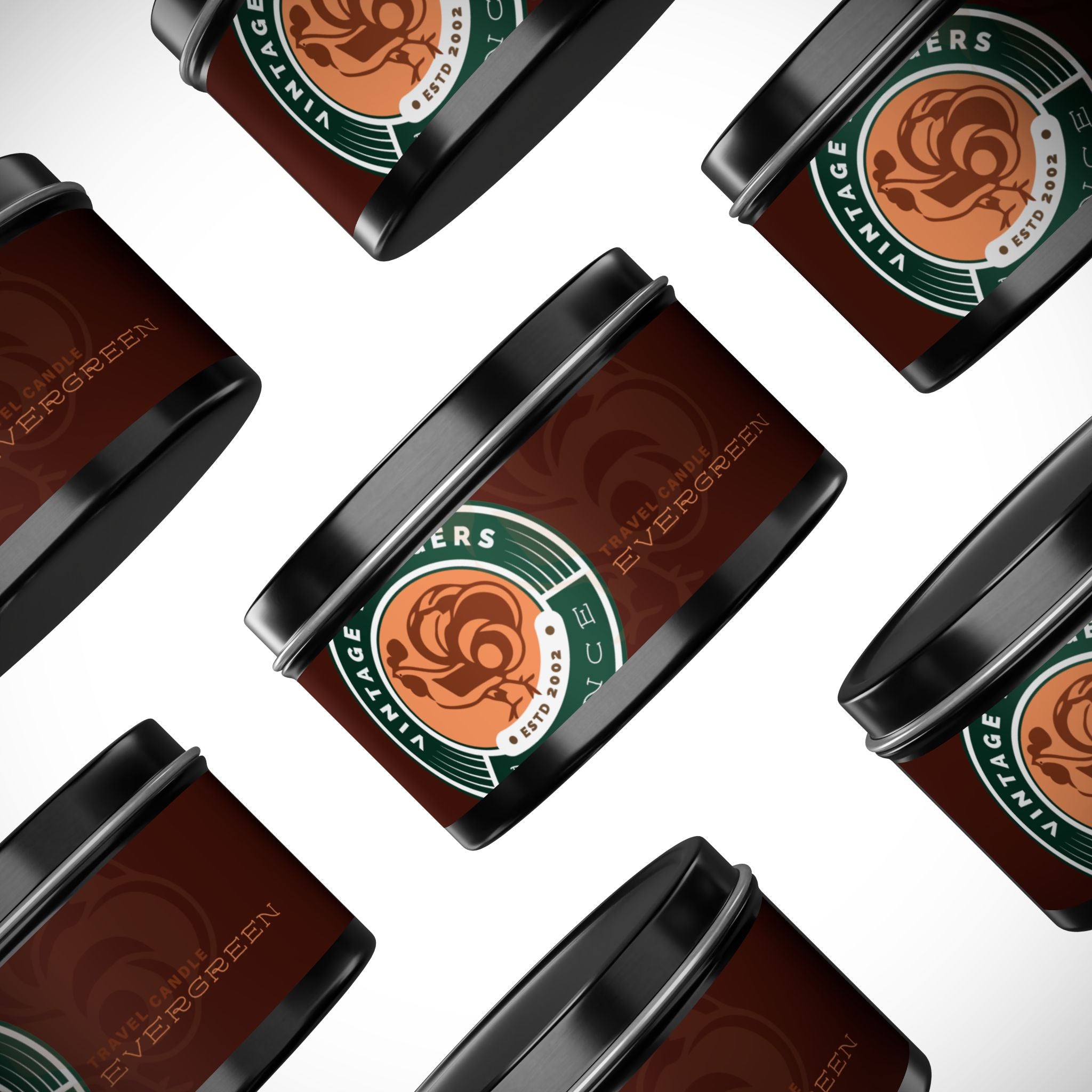 Evergreen Vintage Tin Candle – Woodsy Scented Travel Candle