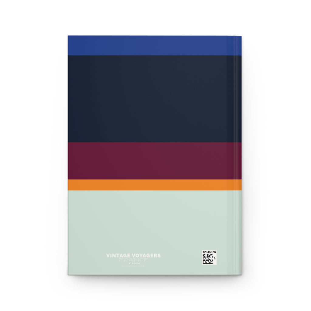 Color Block Striped Hardcover Journal — Mint, Wine & Midnight Travel Notebook