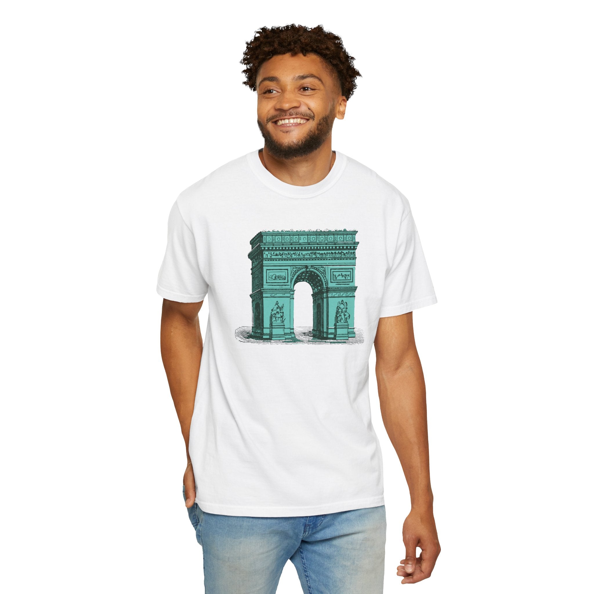 Green Arc de Triomphe Unisex Garment-Dyed T-shirt