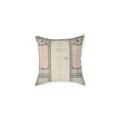 Vintage Boisiere Square Pillow — Soft Pink Architectural Accent