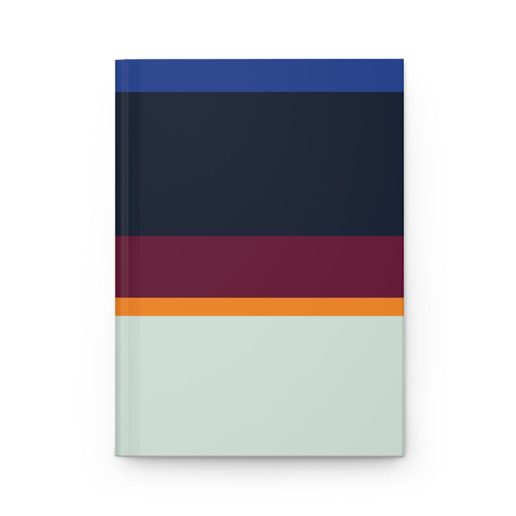 Notebook with color-blocked design on a white background