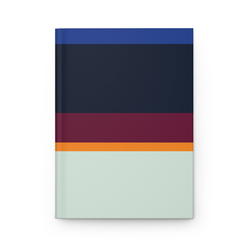 Notebook with color-blocked design on a white background