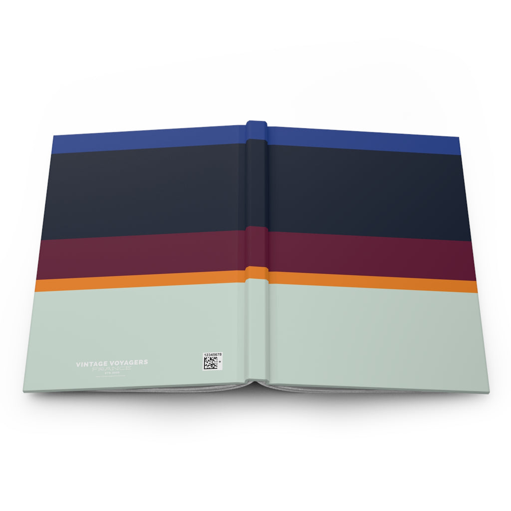 Color Block Striped Hardcover Journal — Mint, Wine & Midnight Travel Notebook