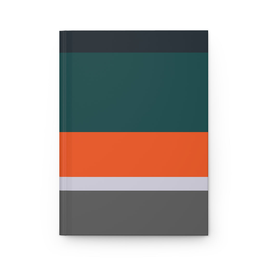 Notebook with color-blocked design on a white background