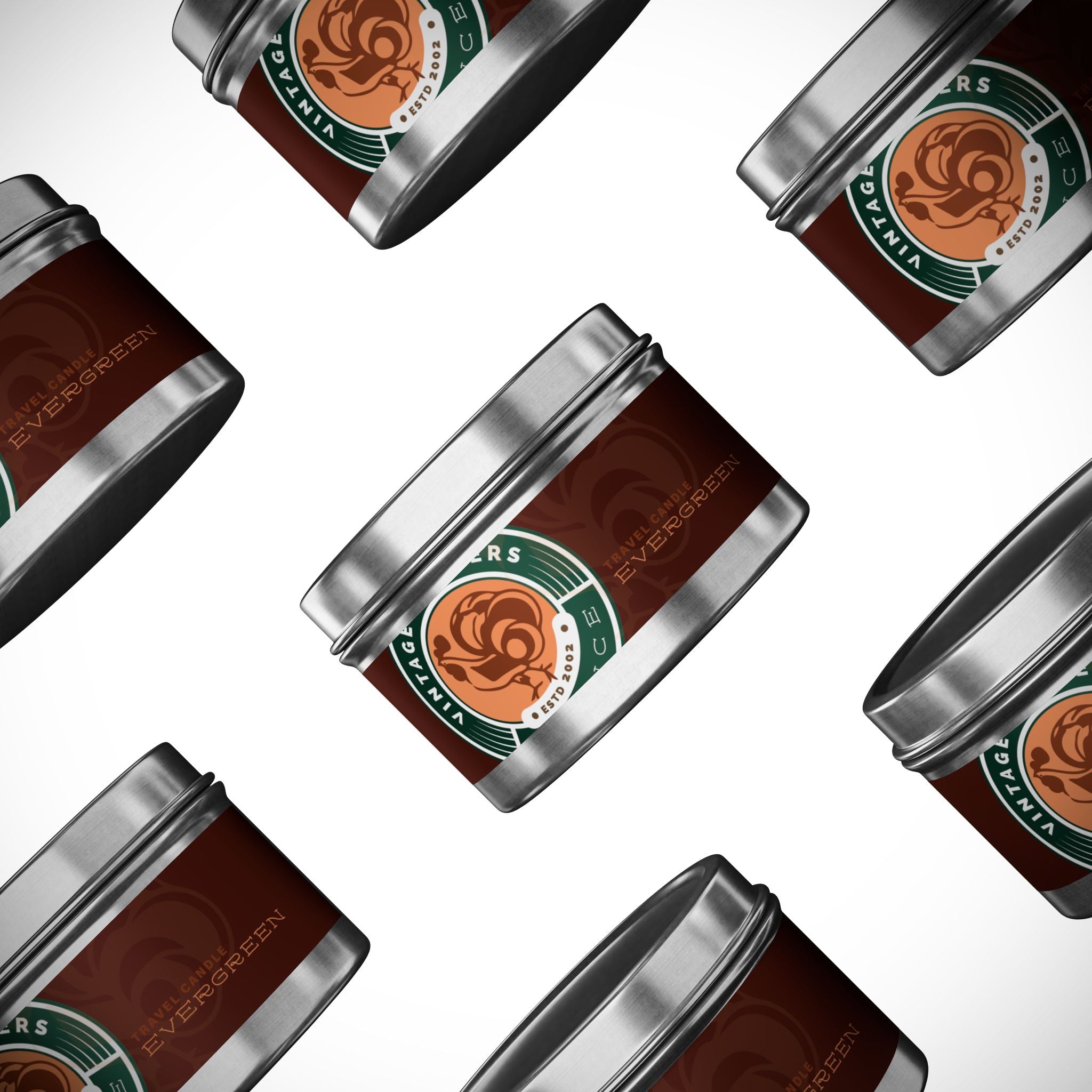 Evergreen Vintage Tin Candle – Woodsy Scented Travel Candle