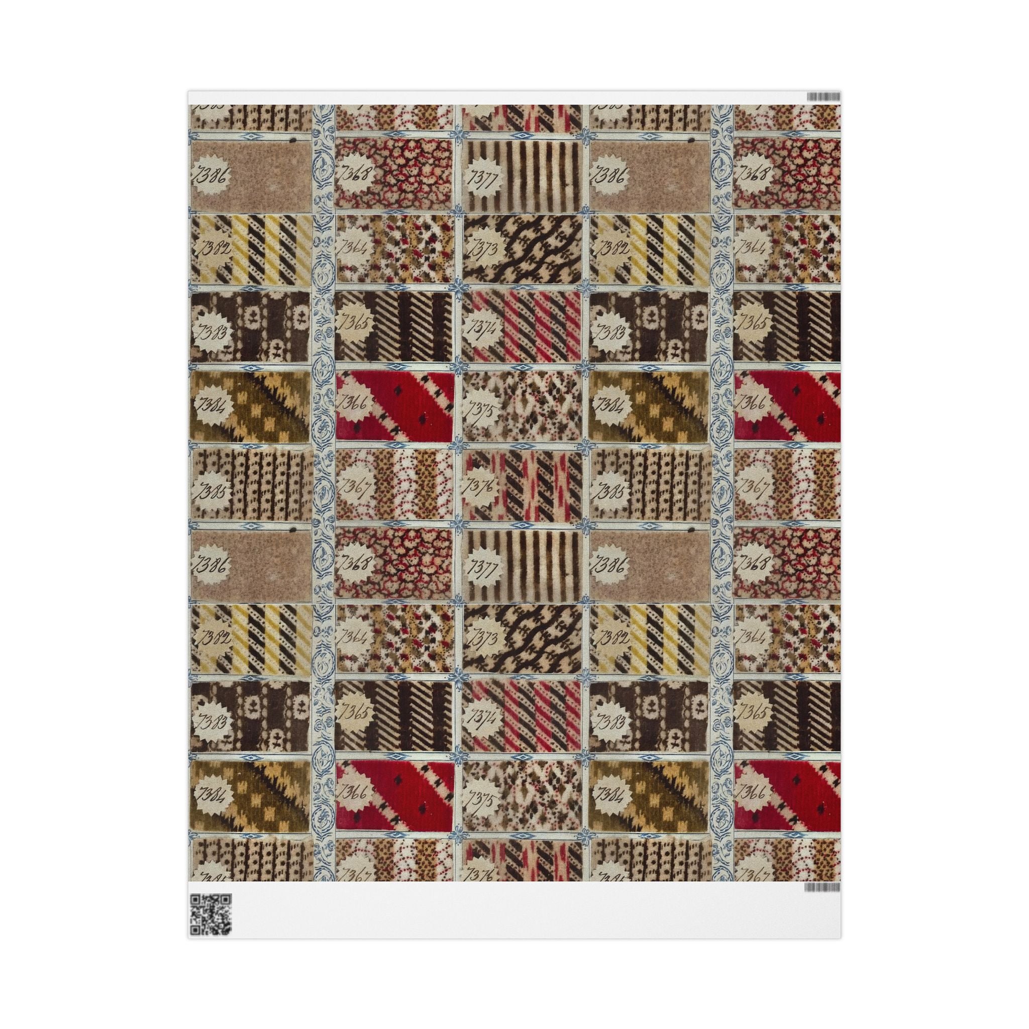 Wrapping Paper Roll — Vintage French Fabric Swatch Holiday Gift Wrap