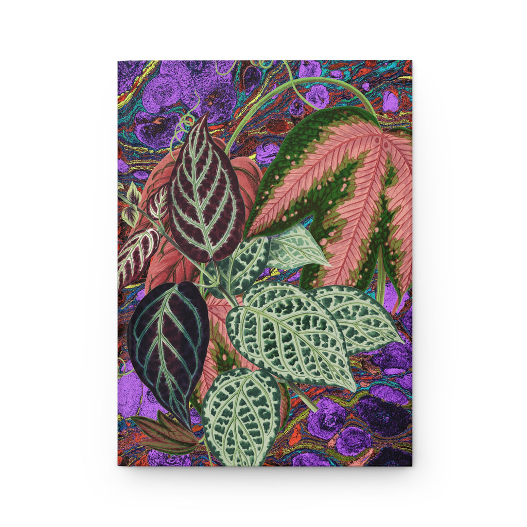 Les Fleurs Aubergine Hardcover Journal — Aubergine Tropical Leaves Notebook