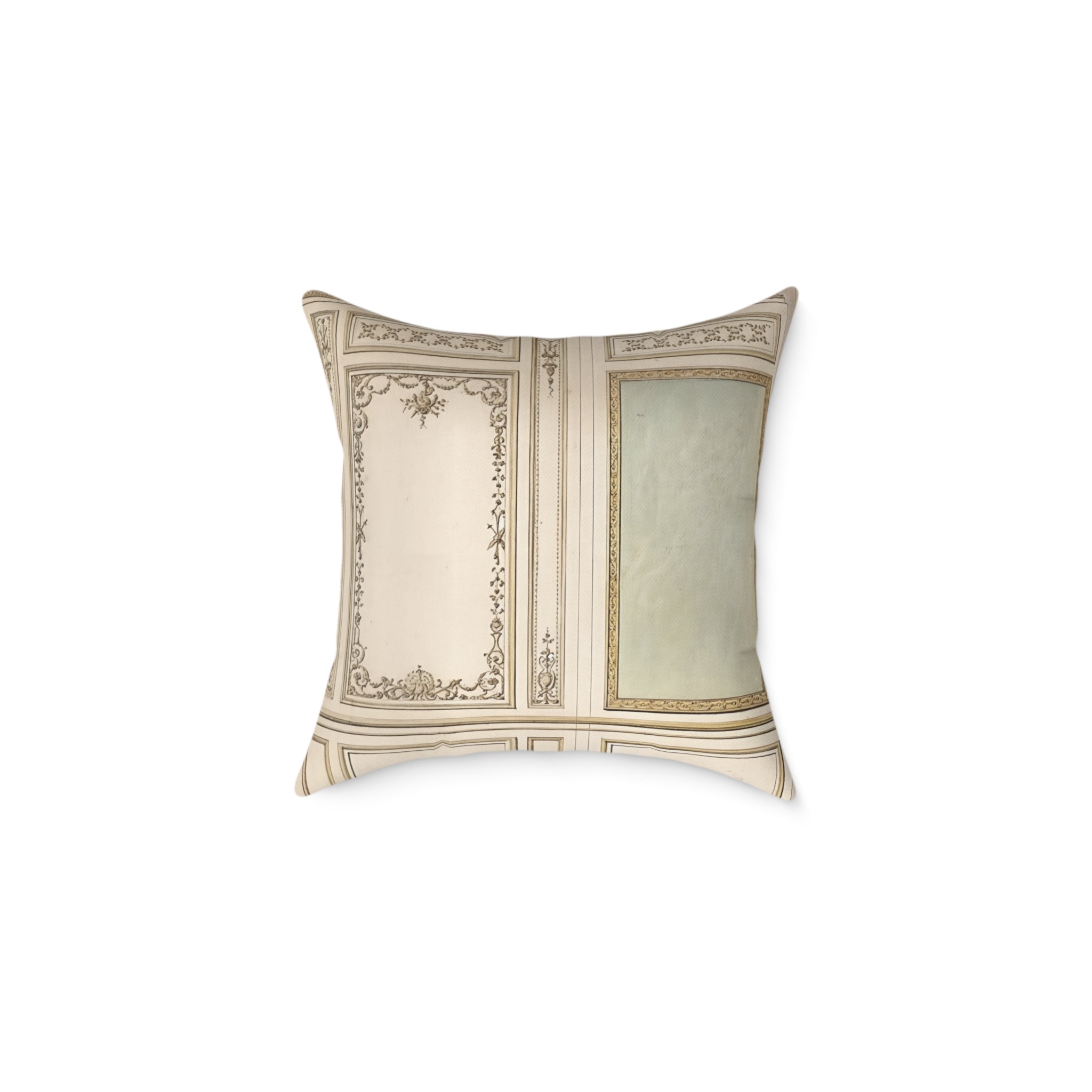 Vintage Ornate Panel Square Pillow — Classical Decorative Throw Cushion