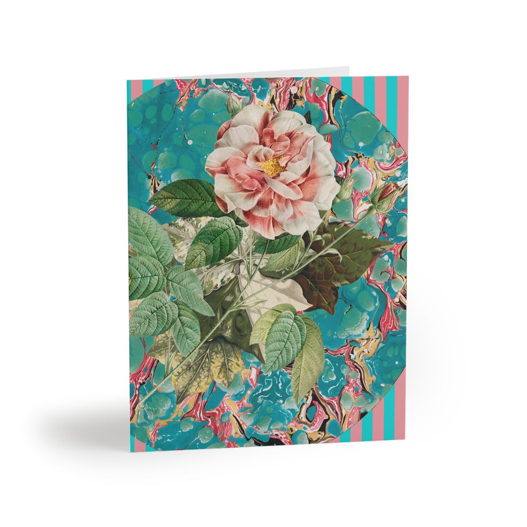 Floral design on a colorful card with a white background