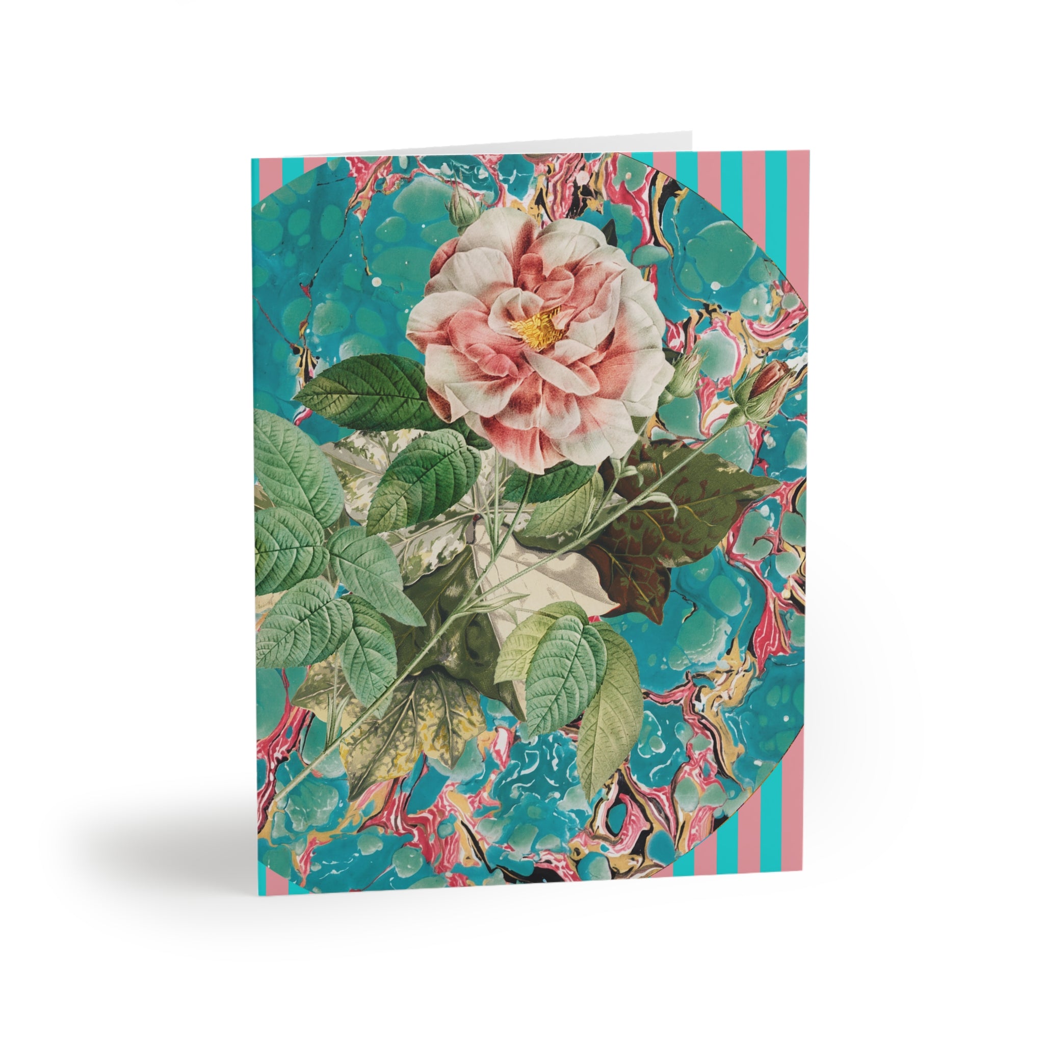 Floral design on a colorful card with a white background