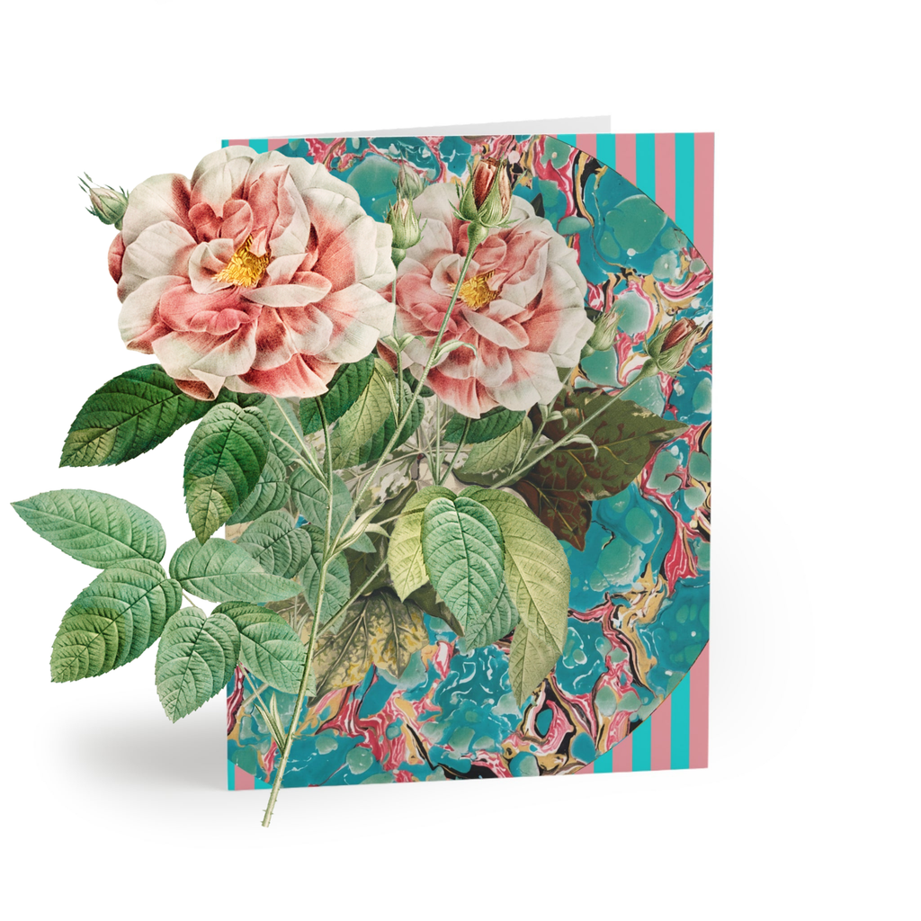 Aqua Rose Pink Card