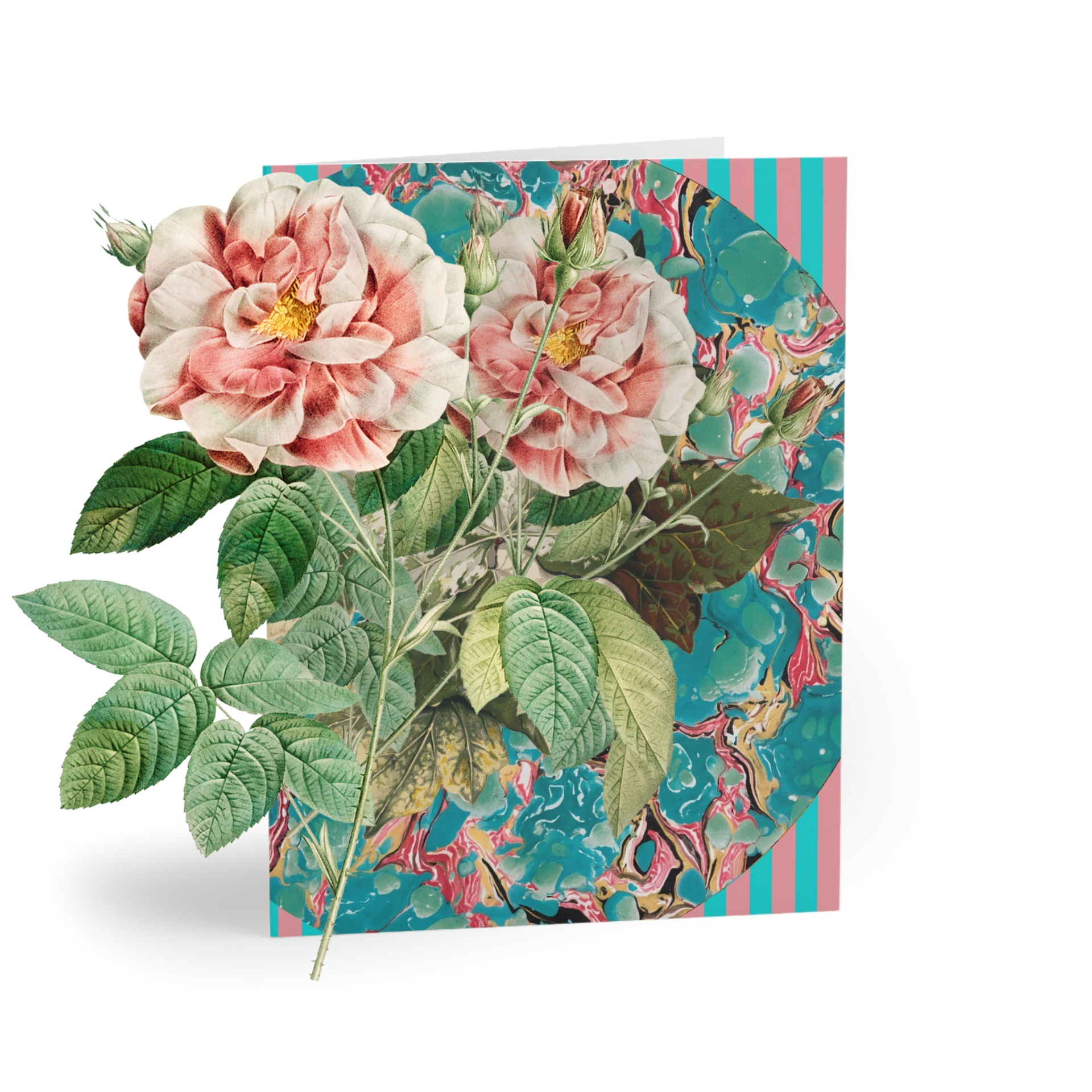 Aqua Rose Pink Card