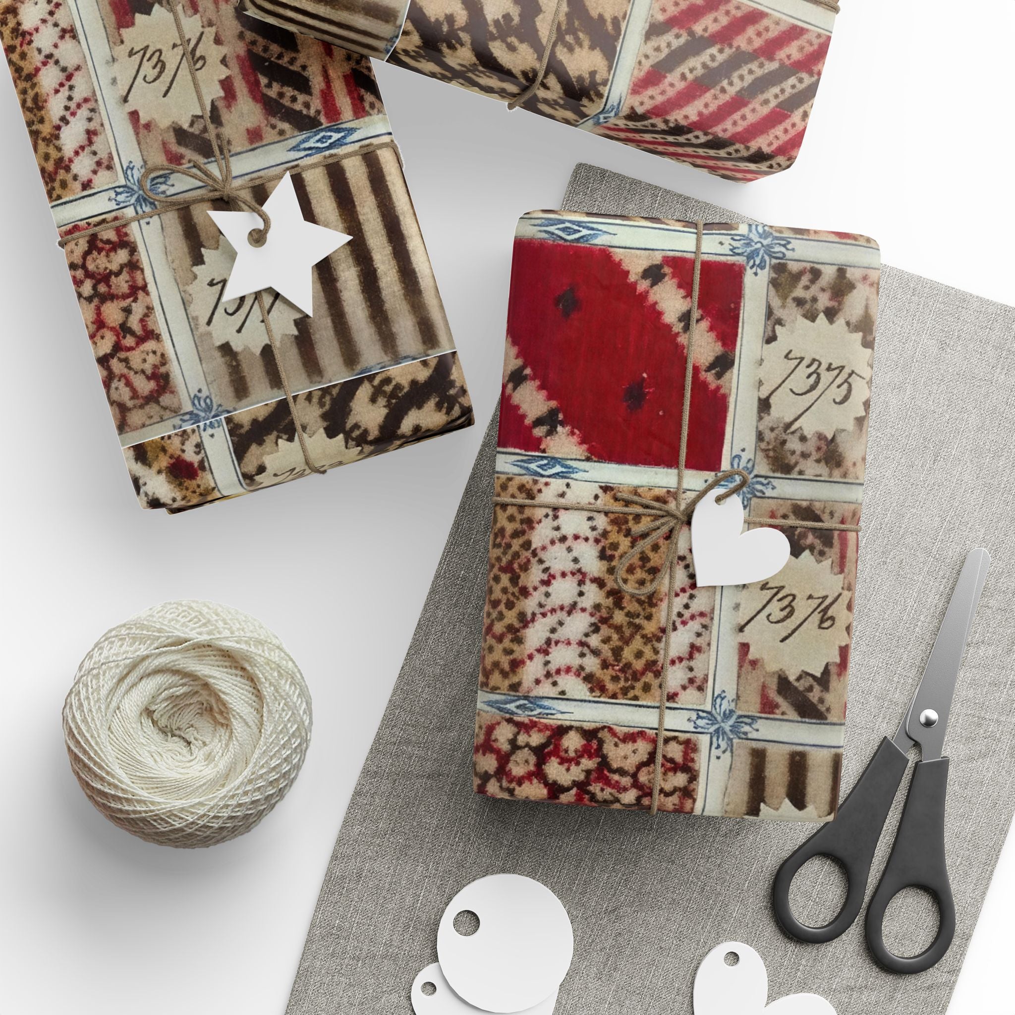 Wrapping Paper Roll — Vintage French Fabric Swatch Holiday Gift Wrap