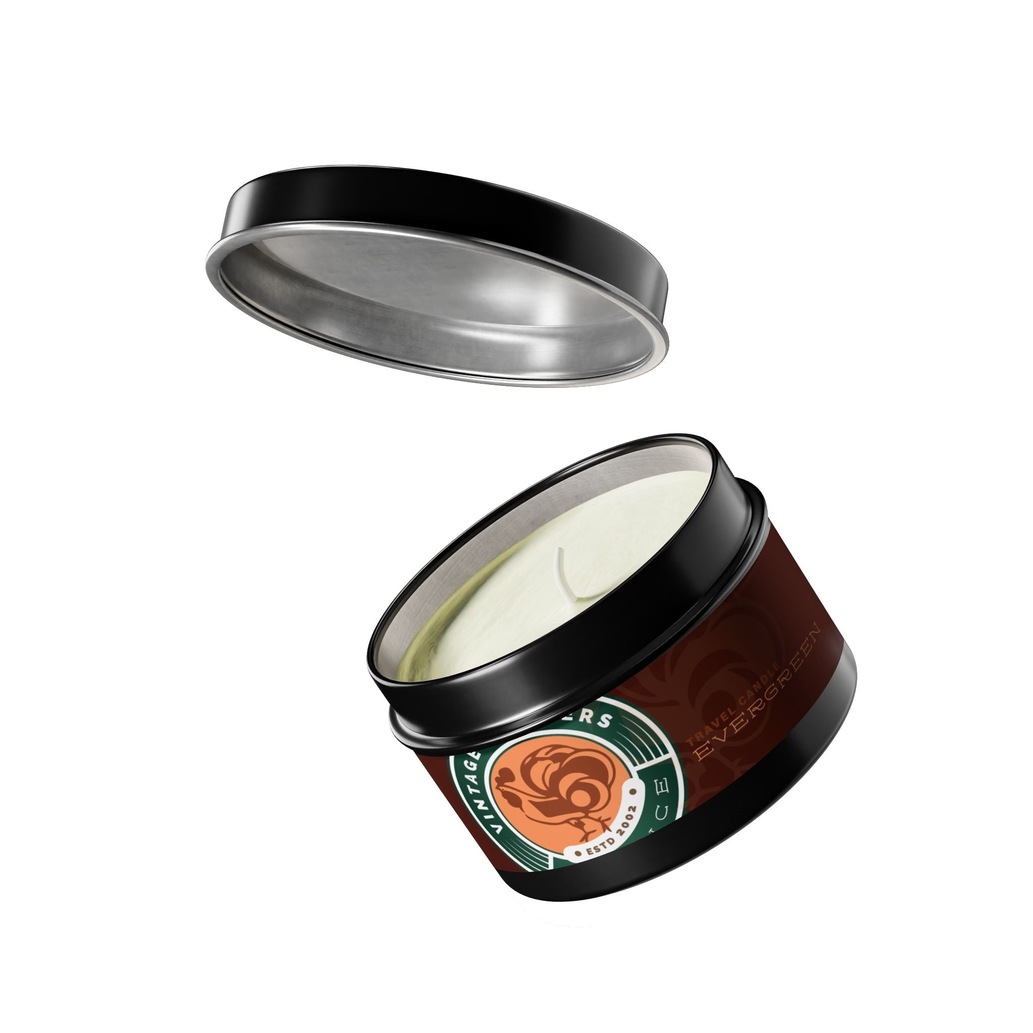 Evergreen Vintage Tin Candle – Woodsy Scented Travel Candle