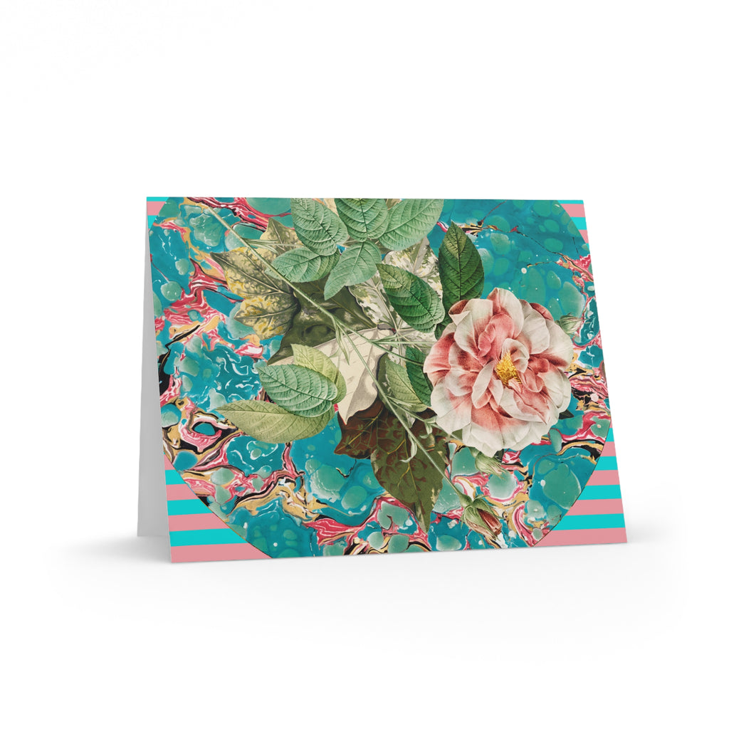 Greeting card with floral design on a white background