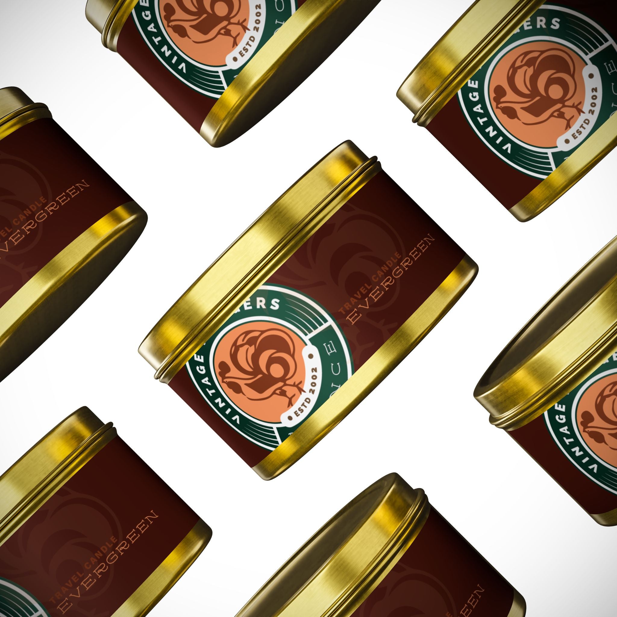 Evergreen Vintage Tin Candle – Woodsy Scented Travel Candle