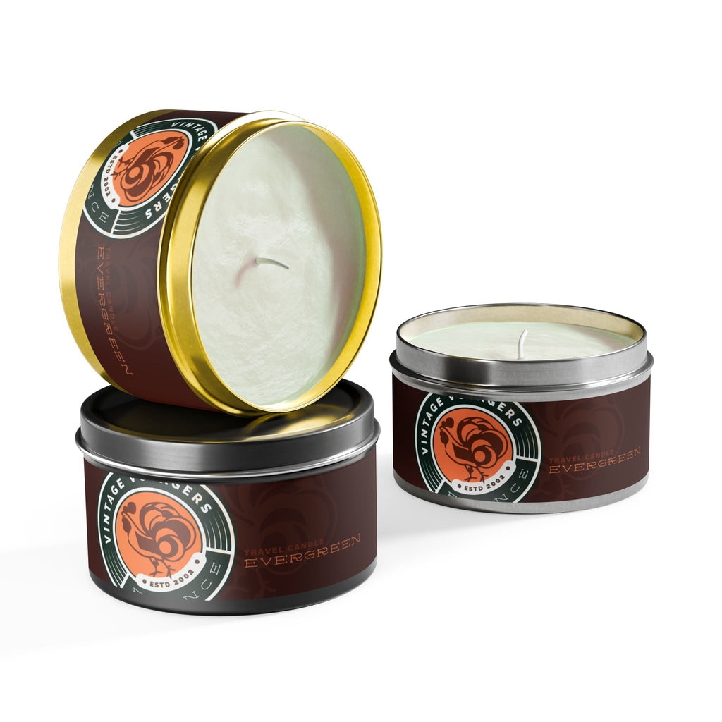 Evergreen Vintage Tin Candle – Woodsy Scented Travel Candle