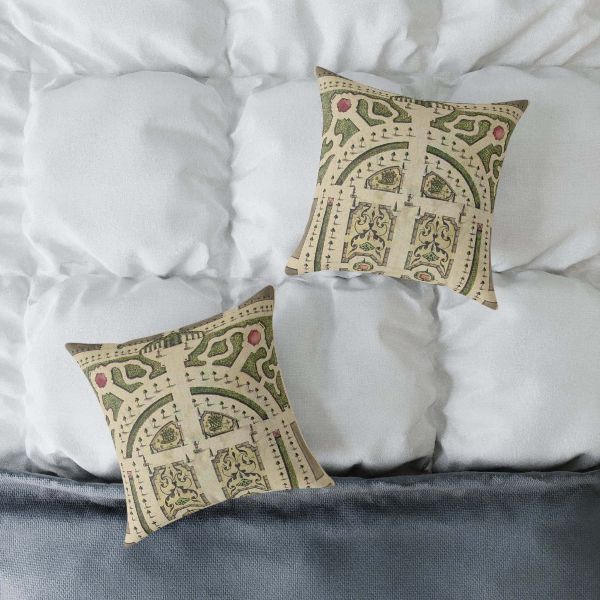 Botanical Arch Canvas Pillow — Vintage Floral Decorative Throw Pillow