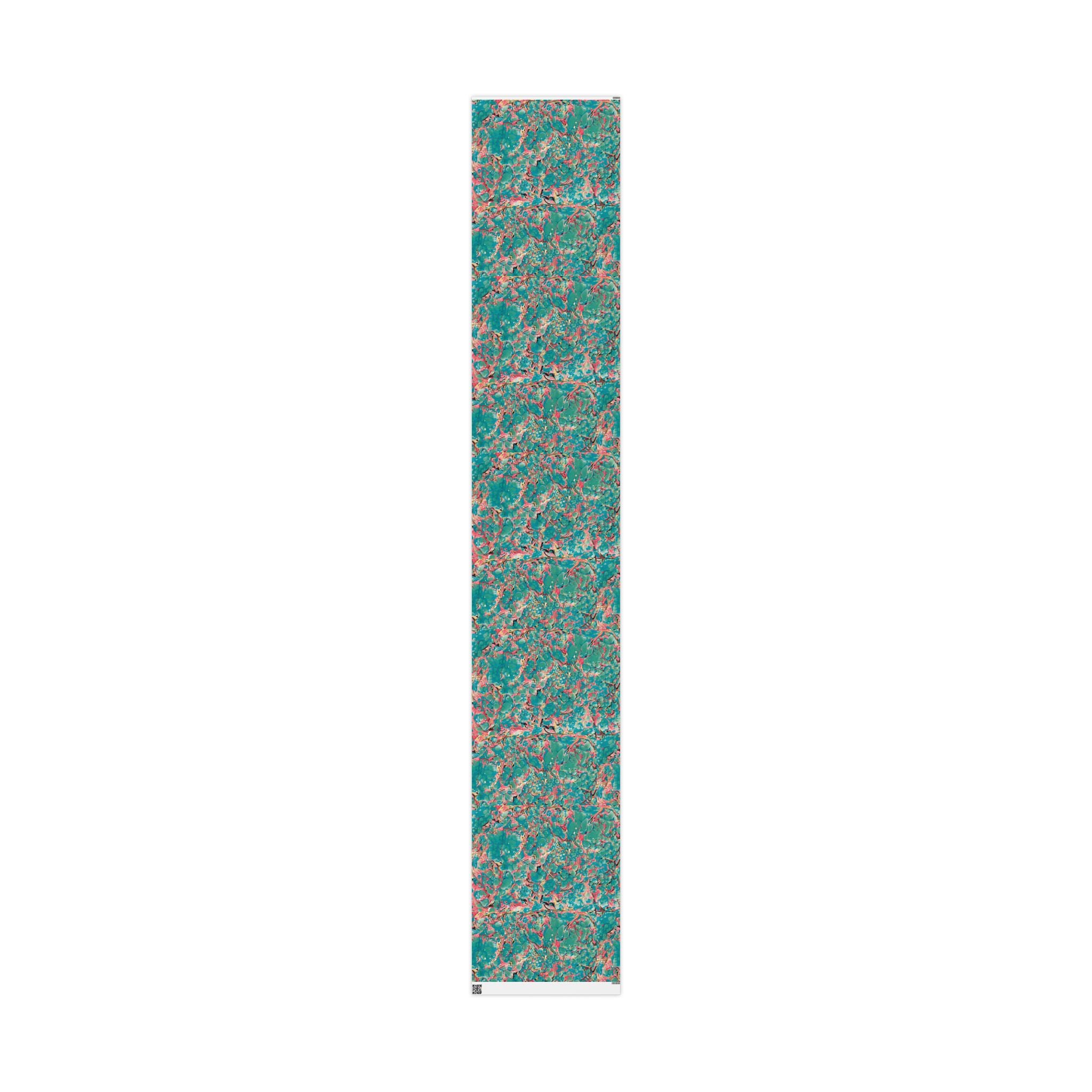 Les Fleur Aqua Marbled Paper Roll — Vibrant Abstract Gift Wrap for Birthdays & Celebrations