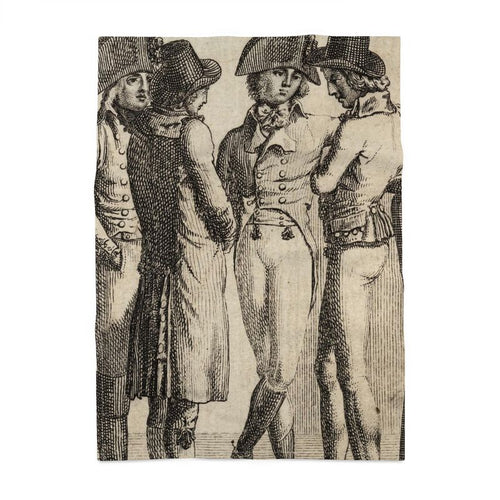 Vintage illustration of four men in formal attire from the 18th  century.