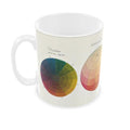 Mug with a color wheel design on a white background