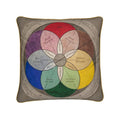 Decorative pillow with a color wheel design on a white background