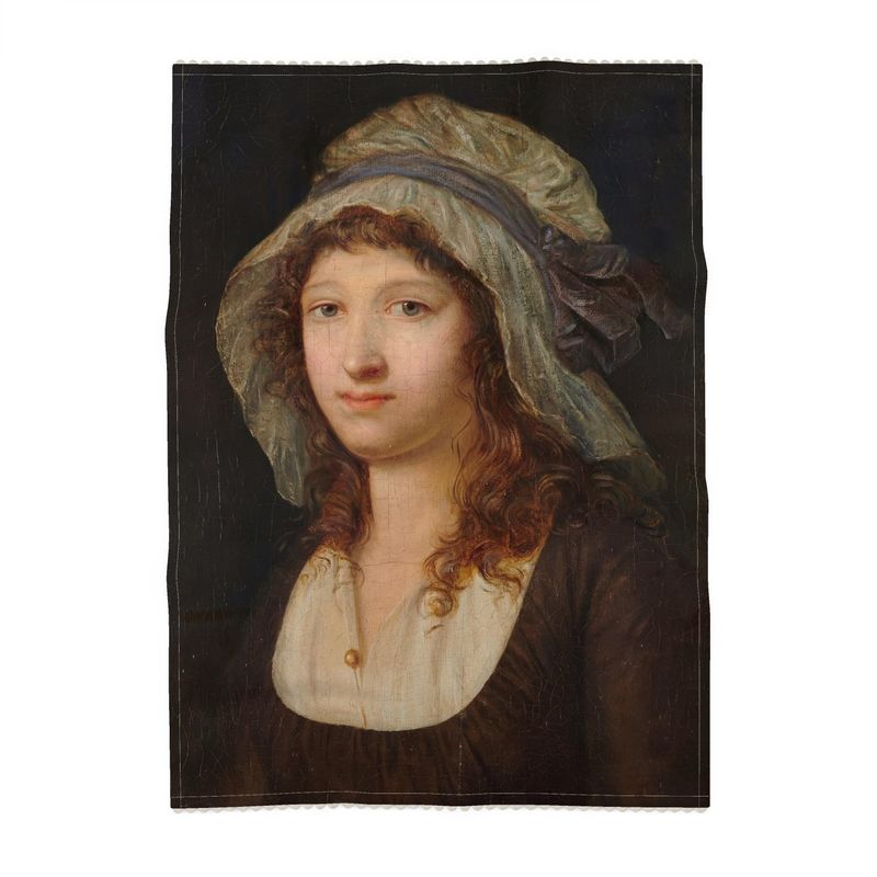 Revolutionary woman with a headscarf on a white background