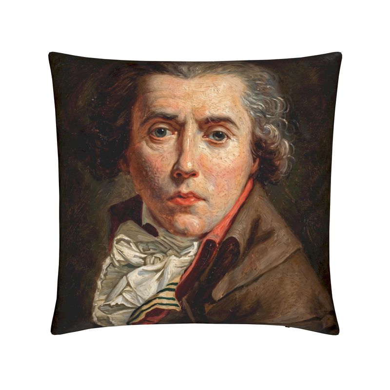 Pillow with a portrait of a man from the 18th century on a white background