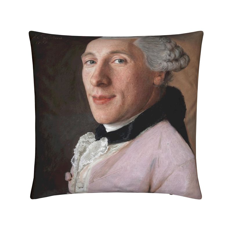 Pillow with a portrait of a man from the 18th century on a white background