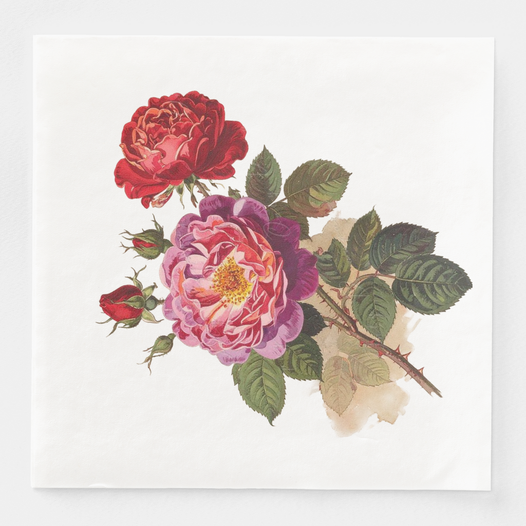 Vintage Voyagers France Dinner  Napkin Floral