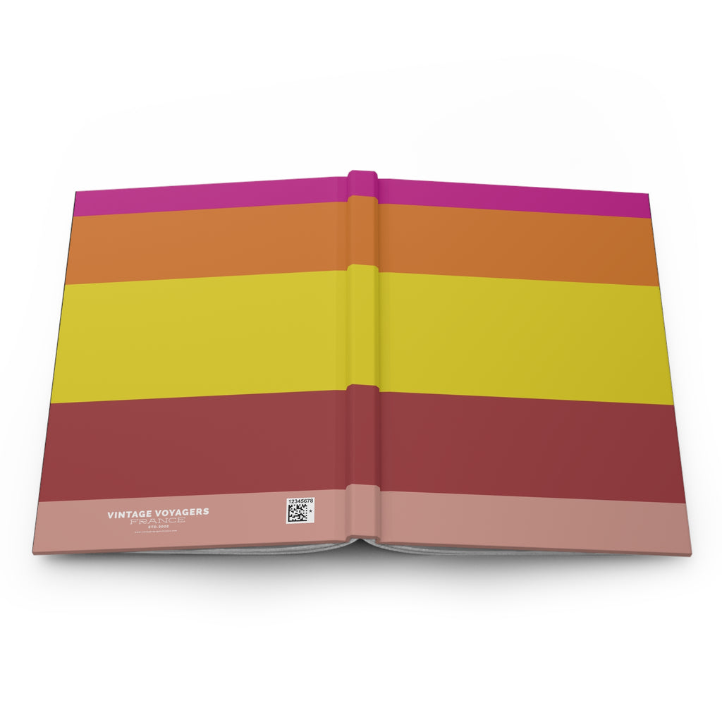Color Block Striped Hardcover Journal — Pink, Orange & Yellow Travel Notebook