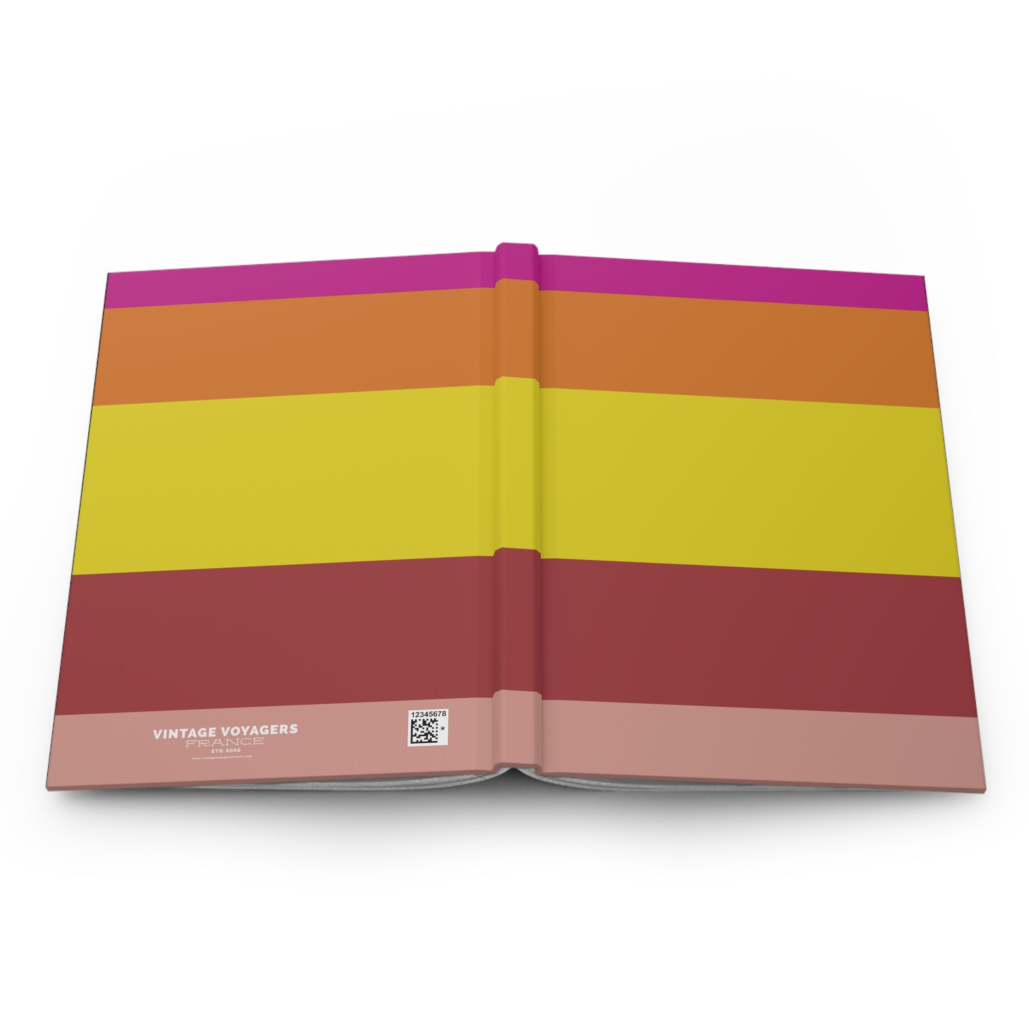 Color Block Striped Hardcover Journal — Pink, Orange & Yellow Travel Notebook