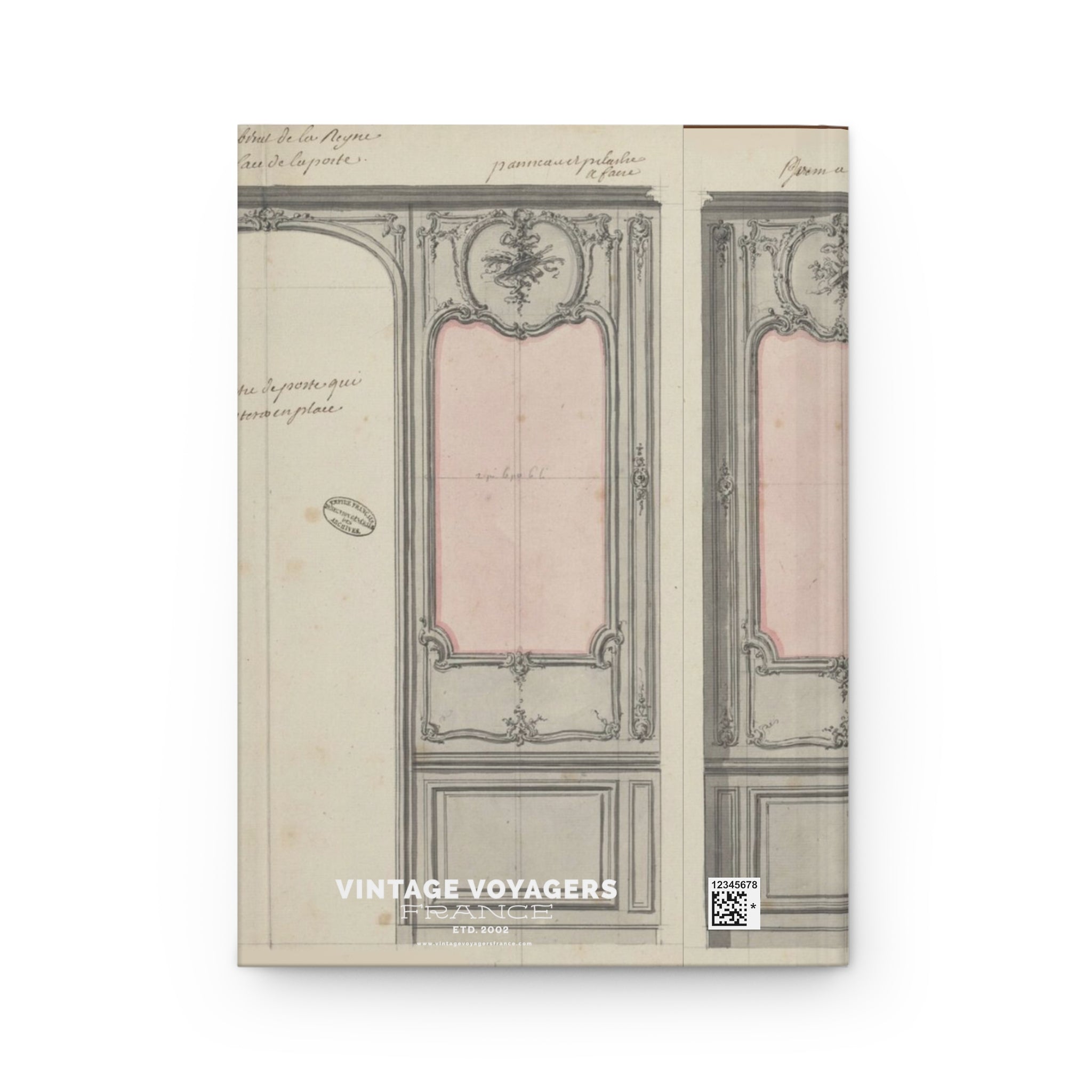 Vintage French Boisiere Panel Hardcover Journal — 'Vintage Voyagers' Matte Notebook