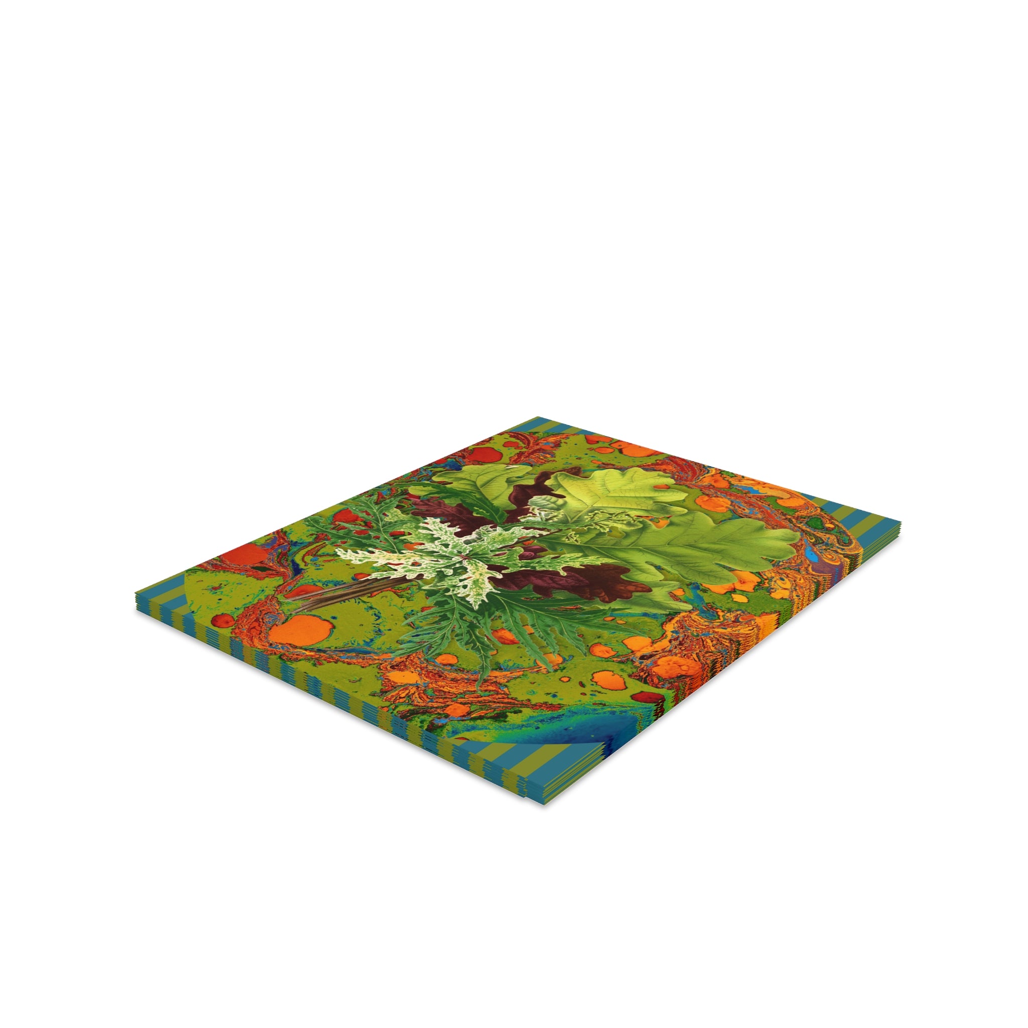 Colorful square placemat with a floral design on a white background