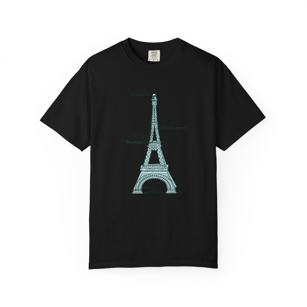 Green Eiffel Tower Unisex Garment-Dyed T-shirt